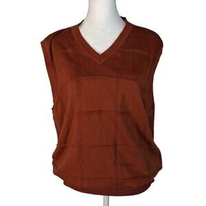 Light Academia Men Size M Haggar Chestnut Brown Windowpane Pattern Sweater Vest